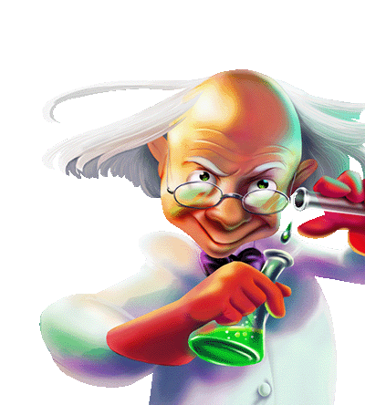 Scientist with beaker from Invaders Megaways game