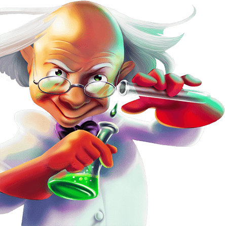 Scientist with beaker from Invaders Megaways game